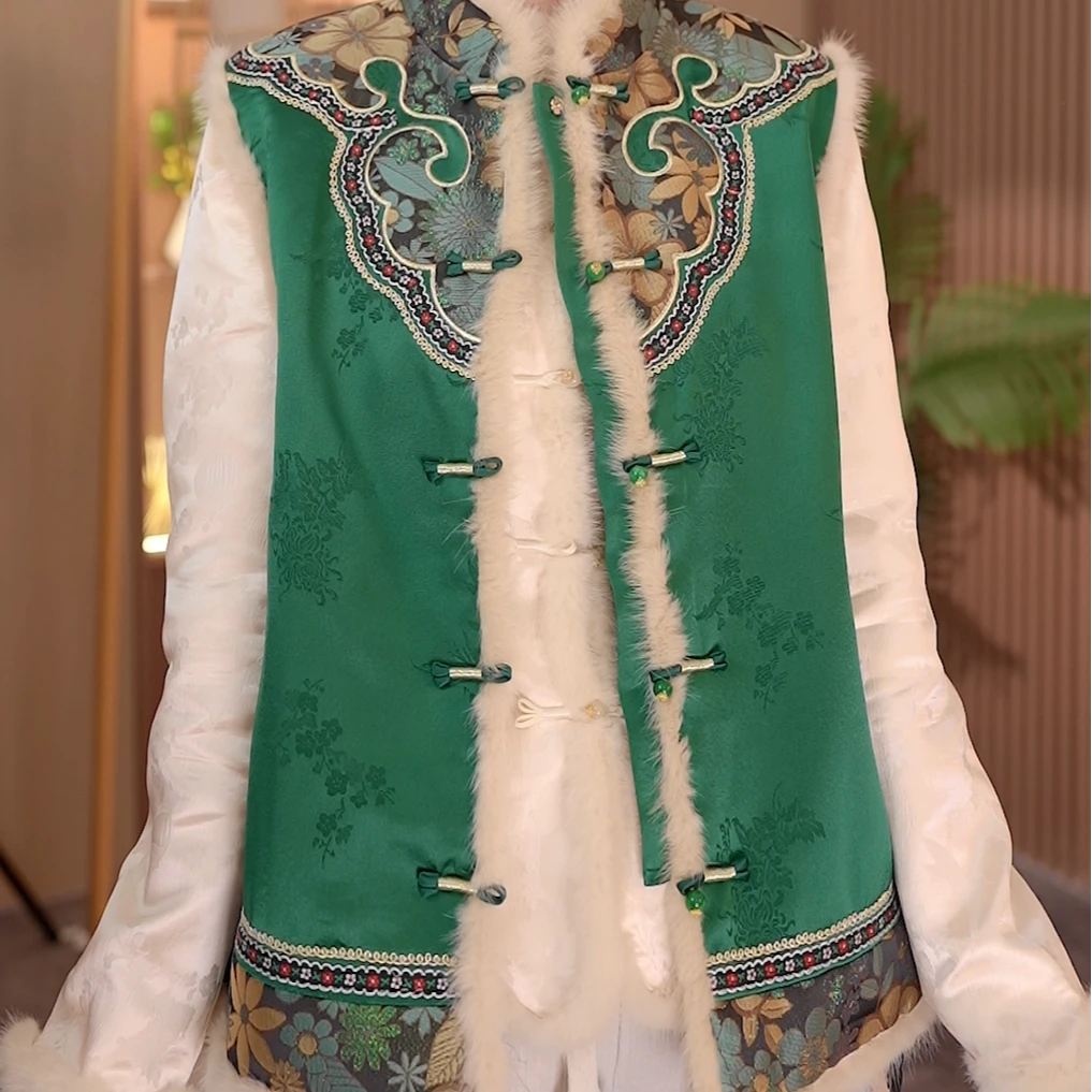 冬季新款加棉加厚新中式国风女装马甲2024D7388-倩倩