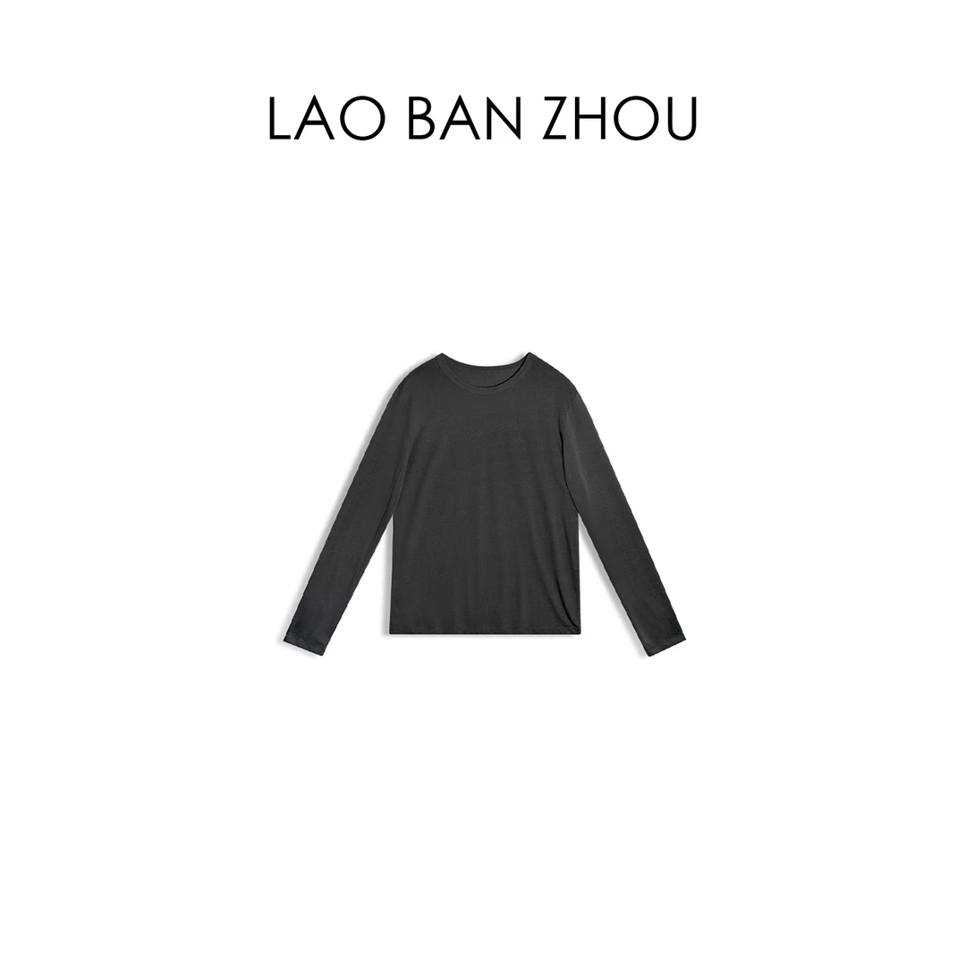 【老板周】经典简约 秋冬舒适肤感圆领宽松上衣