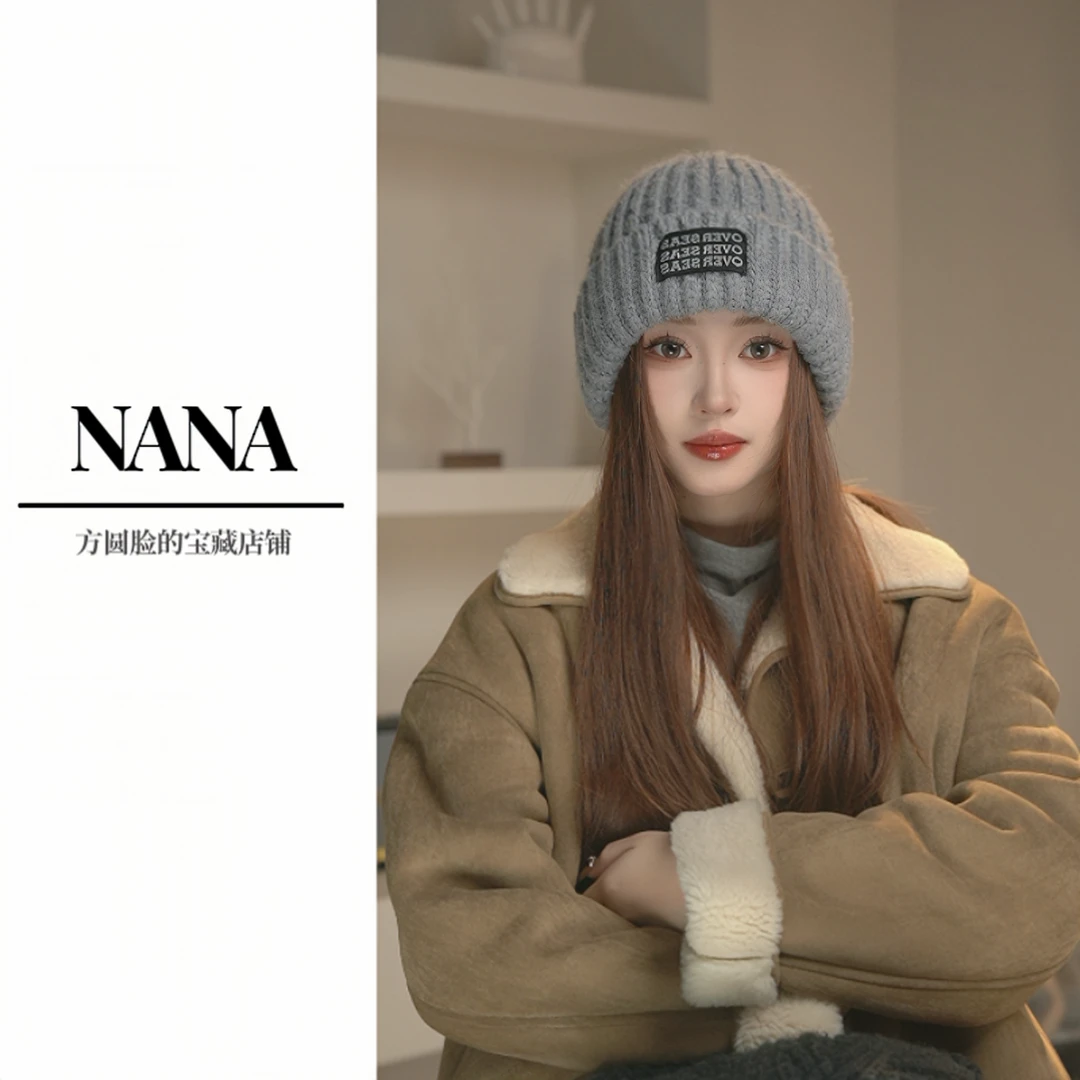 原创 /秋冬百搭女  秋冬季贴布字母针织帽韩版ins简约风保暖