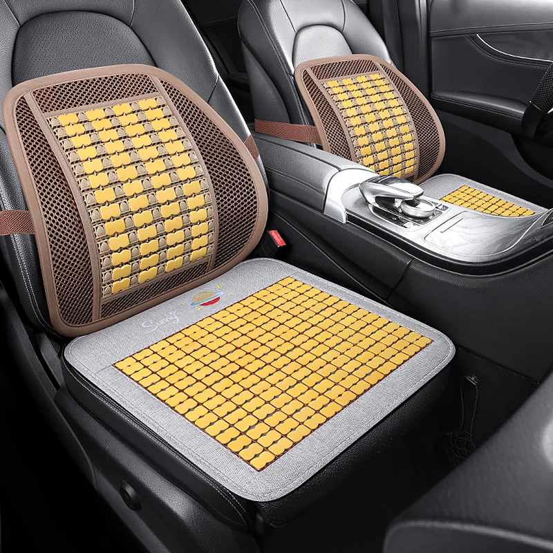 夏季汽车座垫透气凉垫座椅垫夏天竹片腰靠通用坐垫卡通办公垫子