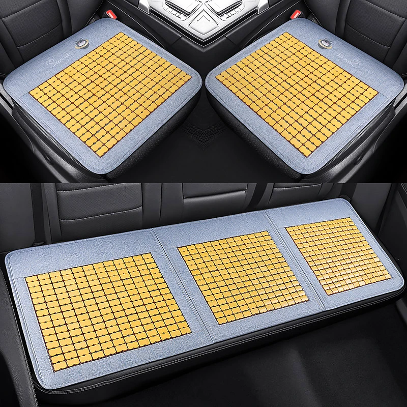 三件套夏季竹片汽车座垫透气凉垫座椅垫夏天腰靠通用卡通办公坐垫