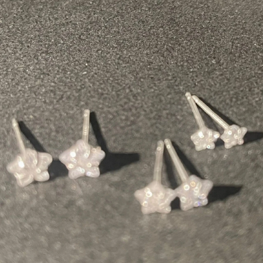 铜合金合成锆石耳饰 五角星耳钉星星耳棒养耳洞女耳饰韩简约小巧
