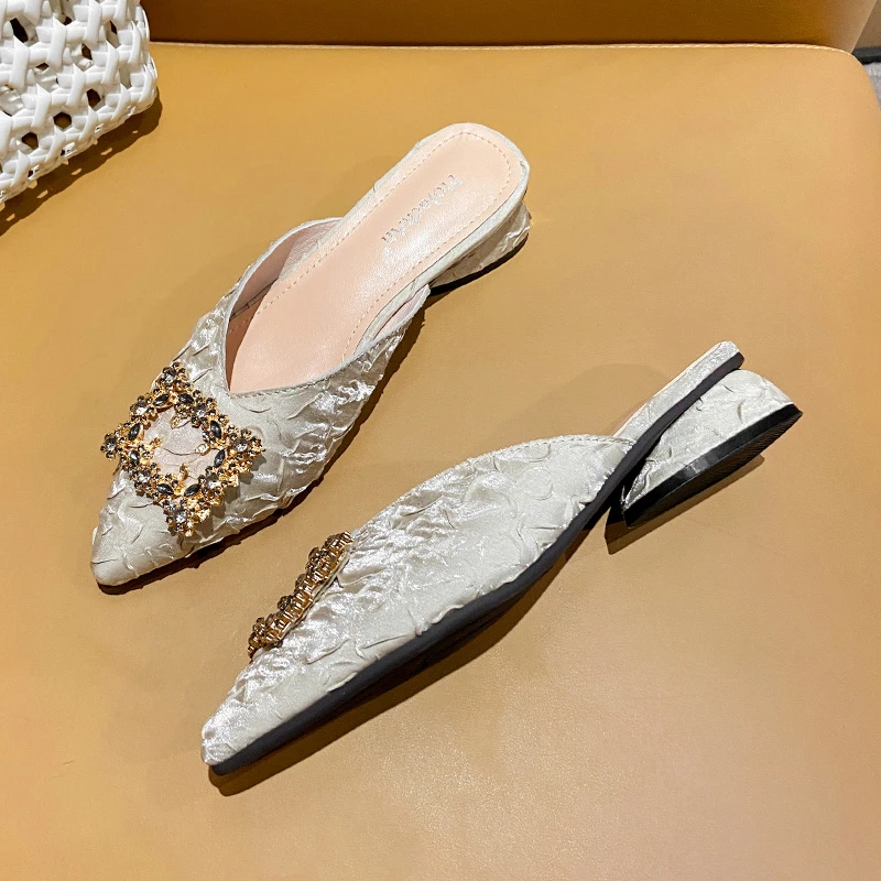 2025新款网红气质半托单鞋尖头法式包头半拖鞋女夏外穿凉拖穆勒鞋