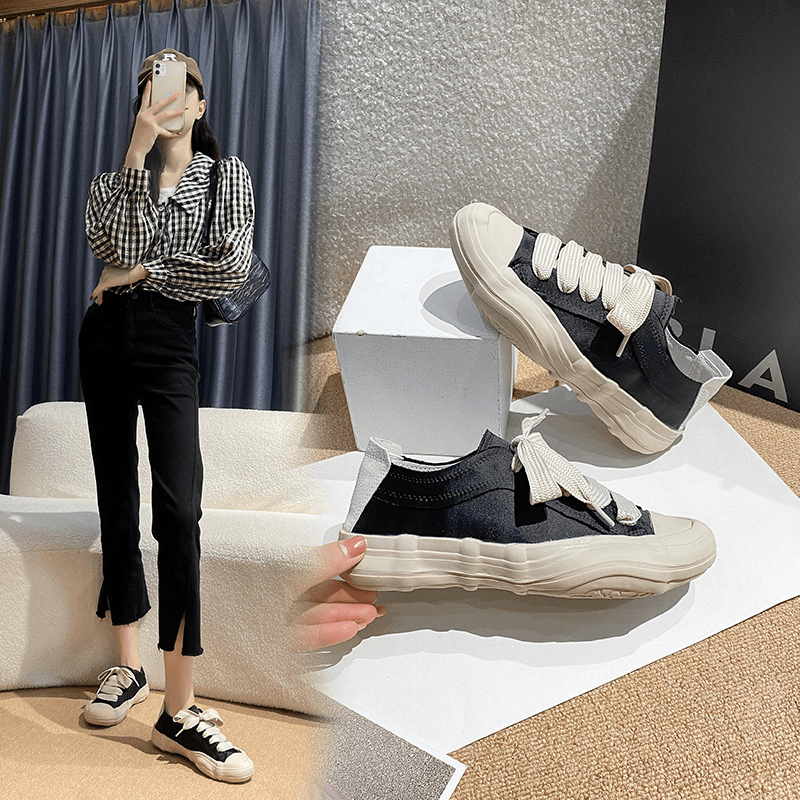 mojackan/摩杰安 大码绸缎溶解鞋小白鞋休闲鞋女夏平底板鞋设计感小众百搭帆布鞋