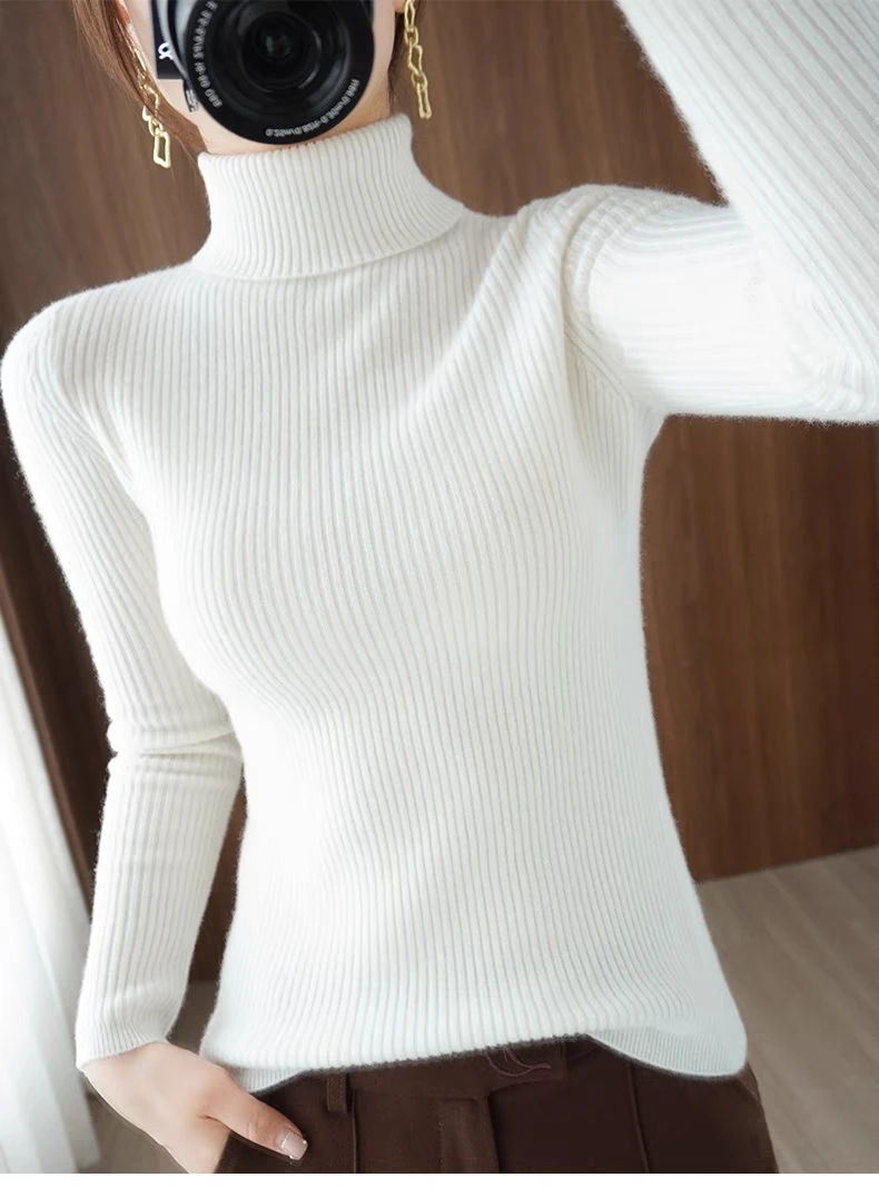 秋冬长袖打底衫女2023秋冬季新款毛衣高领上衣修身加厚内网红时尚