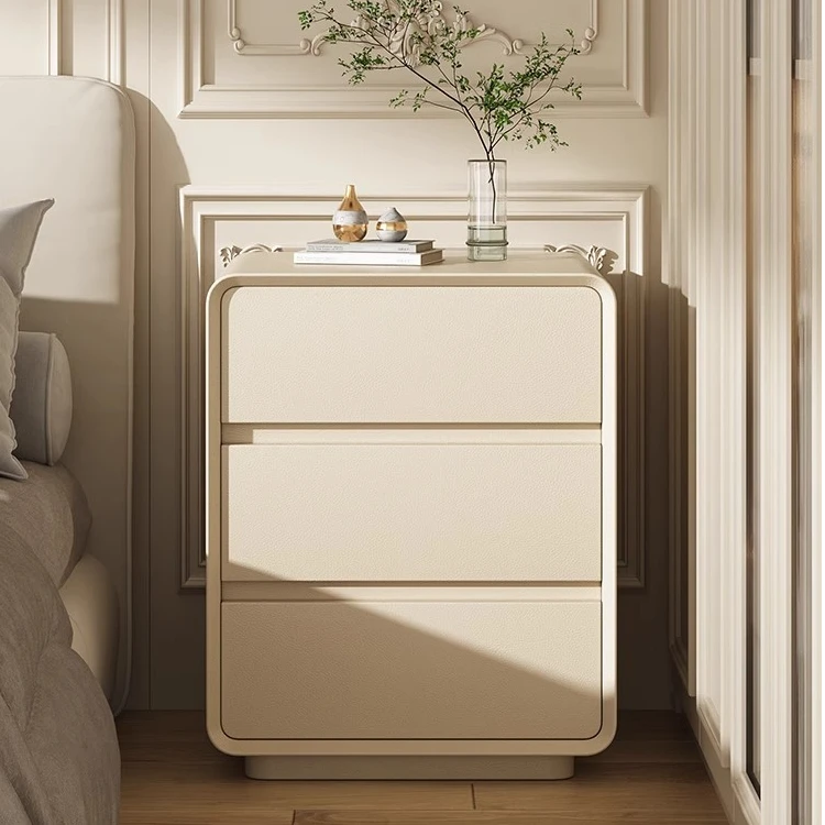 实木床头柜2024新款简约现代小型轻奢高级感奶油风卧室家用床边柜