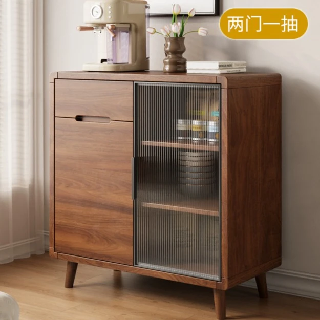 中式餐边柜现代简约实木客厅收纳茶水置物柜靠墙一体厨房储物橱柜