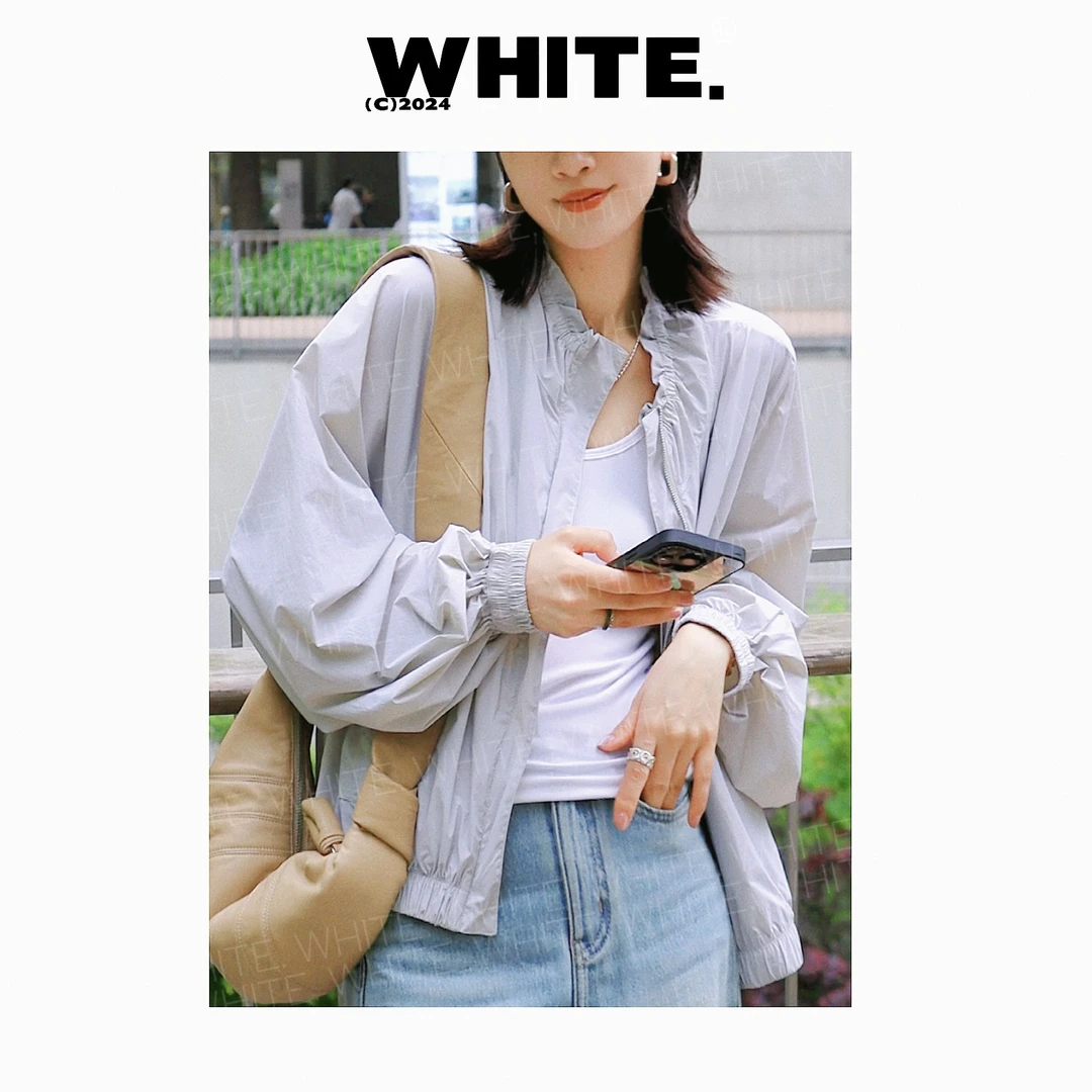 【白月光】超薄透气立领短款长袖防晒外套