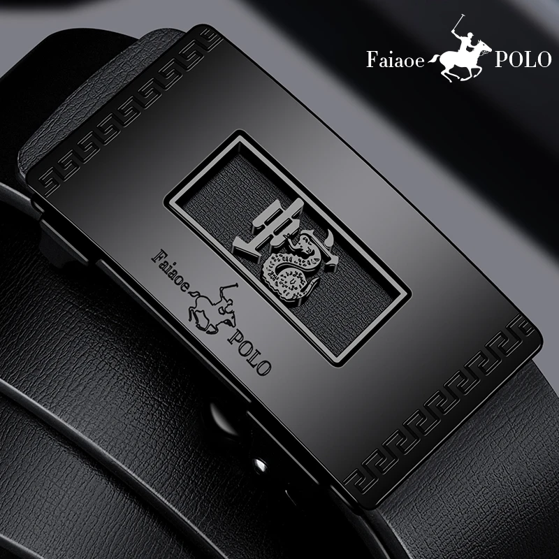 保罗皮带男无牙自动扣真皮松紧休闲百搭中青年纯牛皮裤腰带男潮流