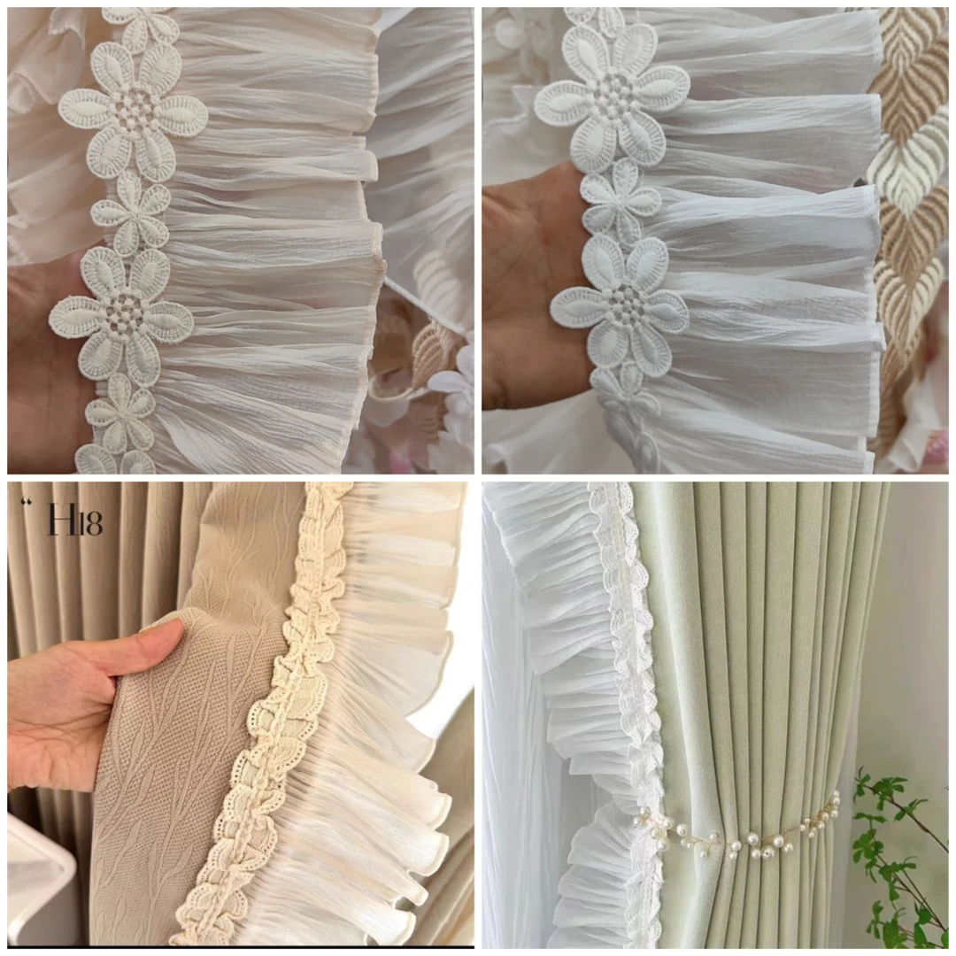 窗帘花边蕾丝褶皱窗帘布艺婚纱帘头侧边装饰服装裙边拼接木耳辅料
