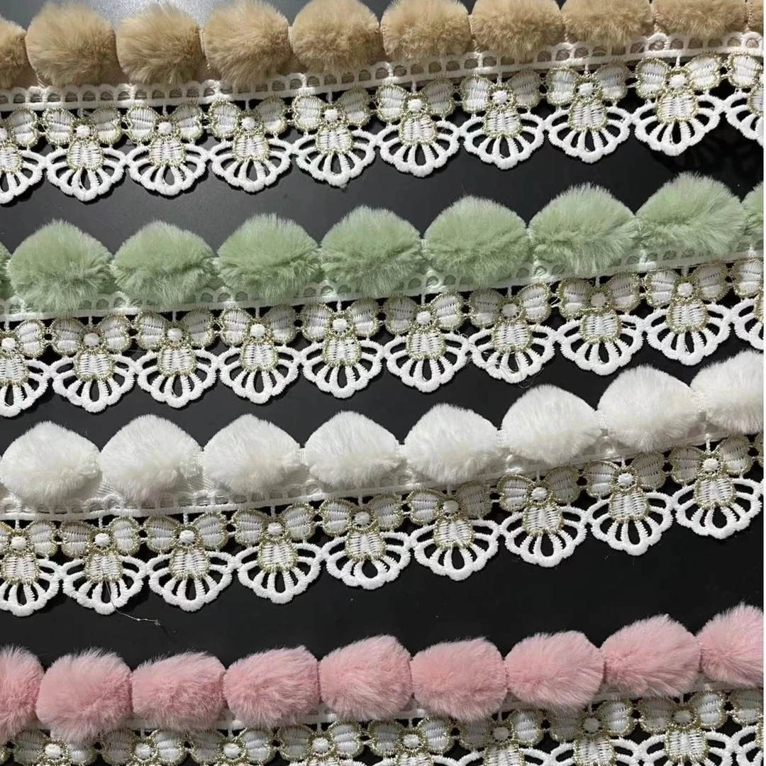 窗帘批发布艺花边金线水溶花边抱枕蕾丝装饰立边法式辅料粉色