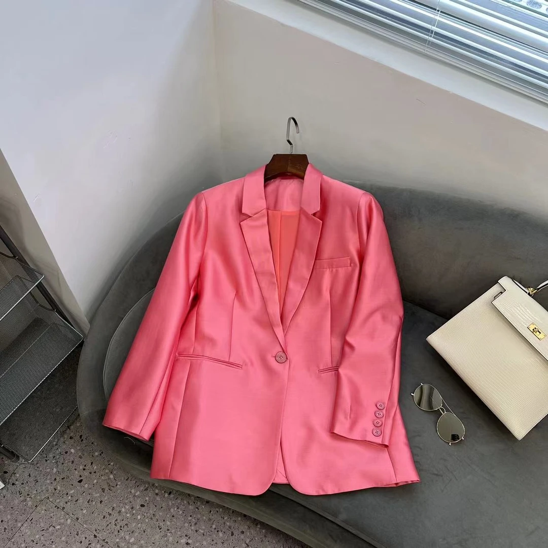 【花滿林】一粒扣定染色翻领桑蚕丝丝毛时尚西装5899