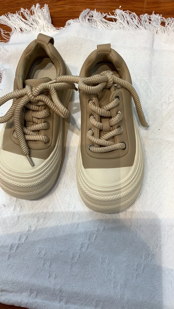 女鞋时尚休闲厚底系带百搭圆头