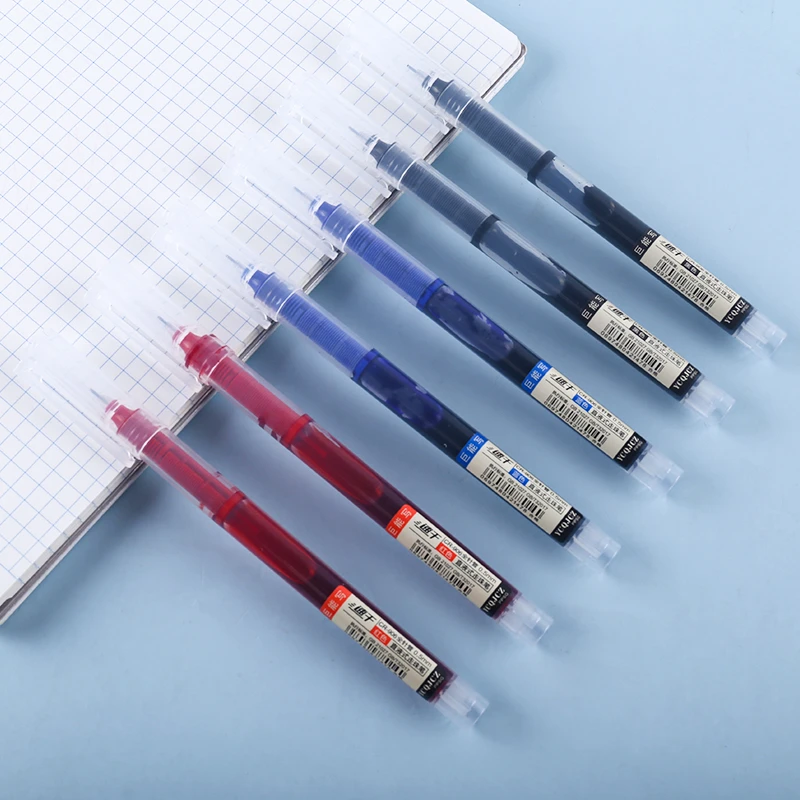 大容量直液式速干走珠中性笔蓝色红色蓝色书写走珠笔