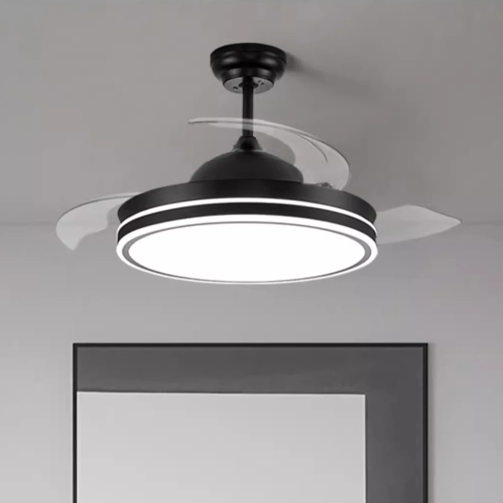 新款隐形风扇灯吊扇灯餐厅双色光源白光实用省电卧室一体电扇吊灯