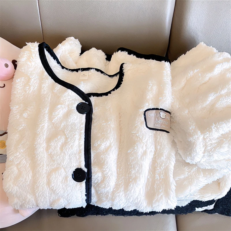 高档珊瑚绒睡衣女士秋冬季加厚加绒女款爆款2024新款法兰绒家居服