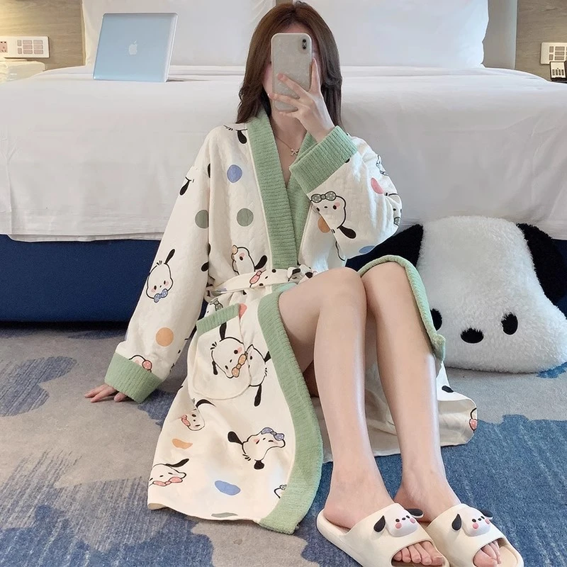 睡袍女款春秋冬季睡衣爆款2025新款空气夹层浴袍晨袍居家居服浴衣