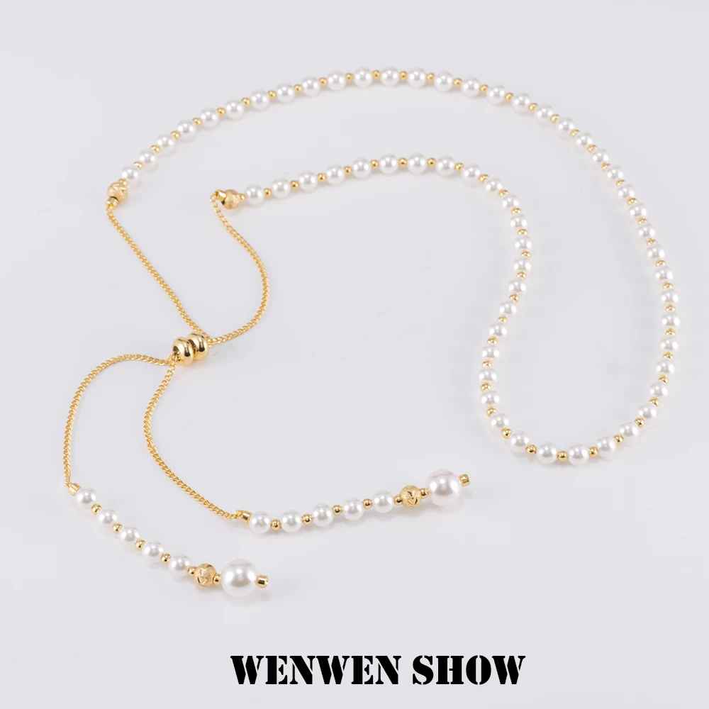 铜合金项链 WENWENshow 时尚气质精致简约长款抽拉可调节气质