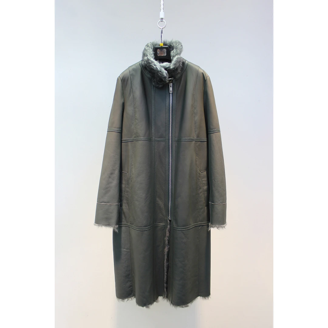 轻柔小湖羊皮毛一体翻领百搭显瘦长款皮草大衣外套女