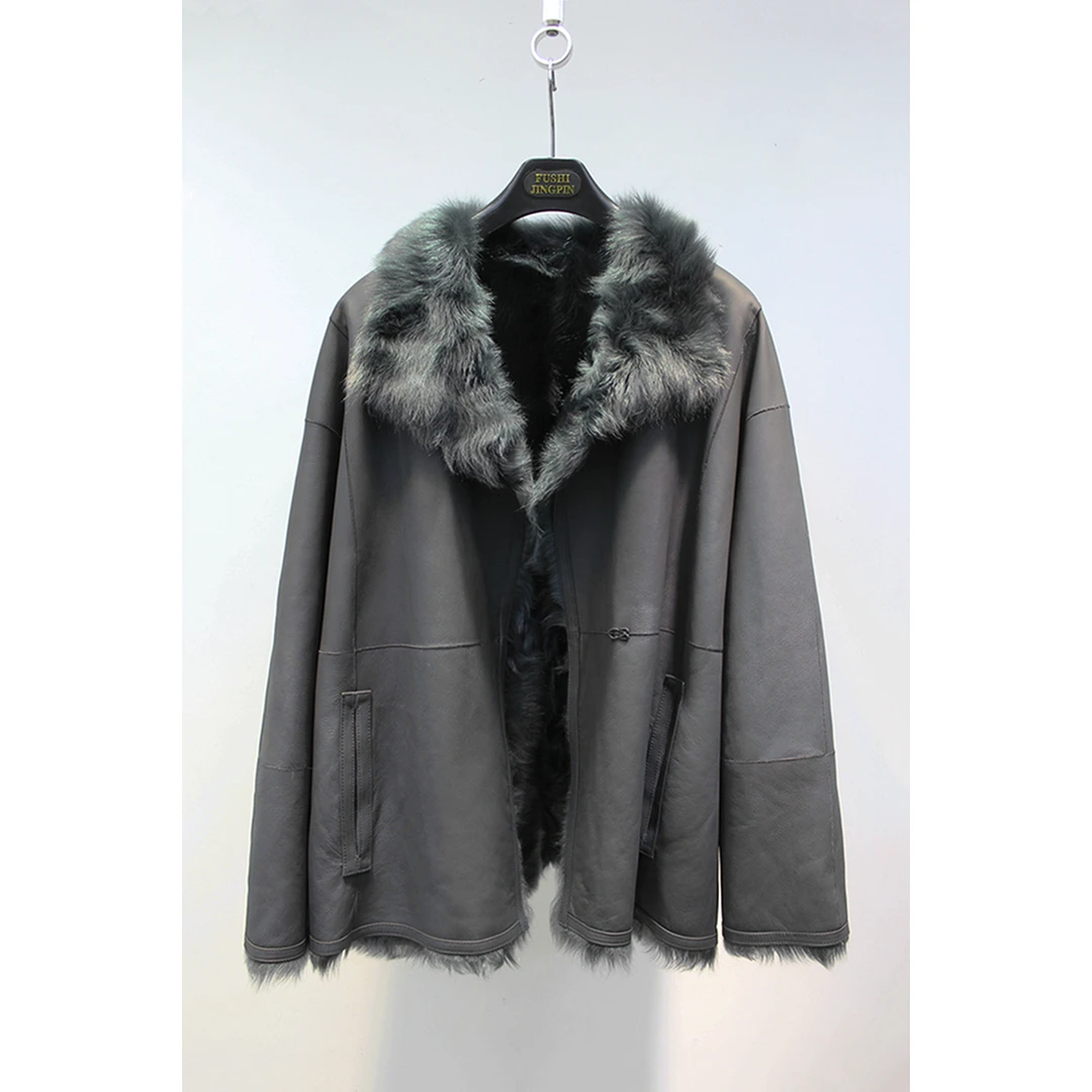 轻柔如真丝小湖羊皮毛一体简约老钱风两面穿皮草外套女2023冬季新