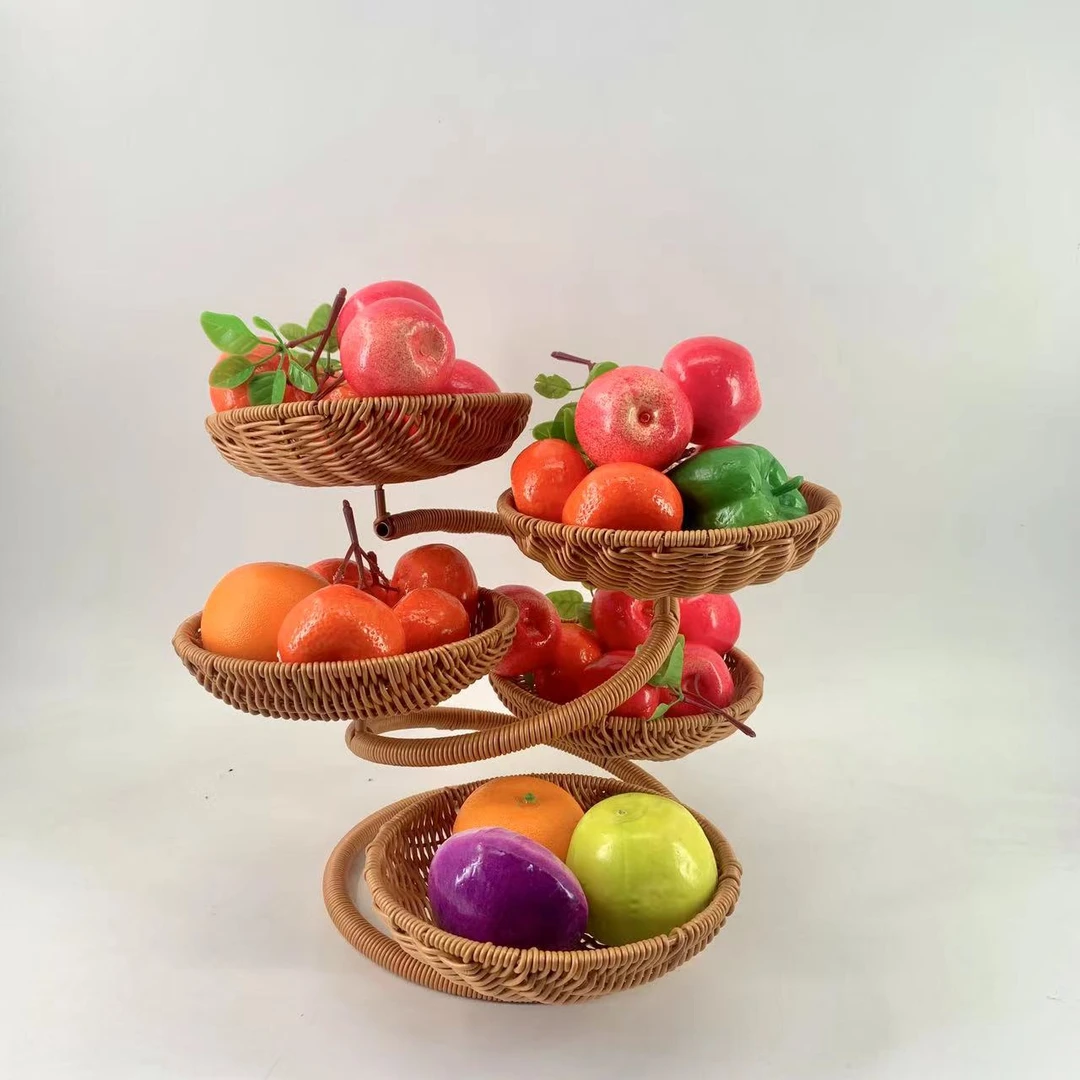 C12迎客松多层收纳水果架客厅纯手工编织 31*37