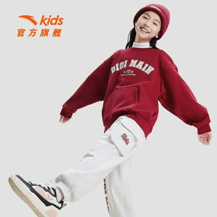 安踏儿童加绒长裤2024冬新款卫裤女大童保暖抗寒运动裤362441708