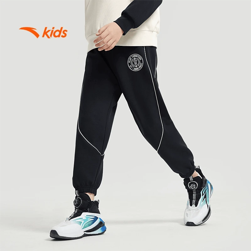 安踏儿童运动裤子学院风春款男中大童运动休闲宽松卫裤352441729