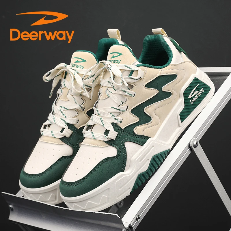 Deerway/德尔惠秋冬新款百搭面包潮流厚底板鞋运动休闲鞋奶猫ins