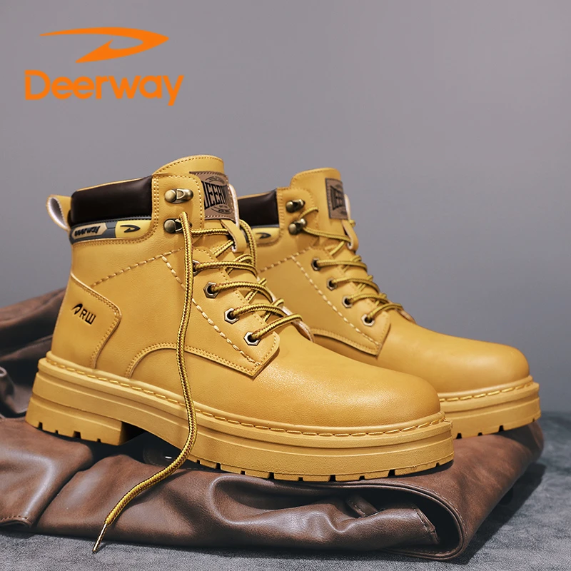 Deerway/德尔惠2023秋冬新款马丁靴百搭潮鞋大黄靴复古靴品牌