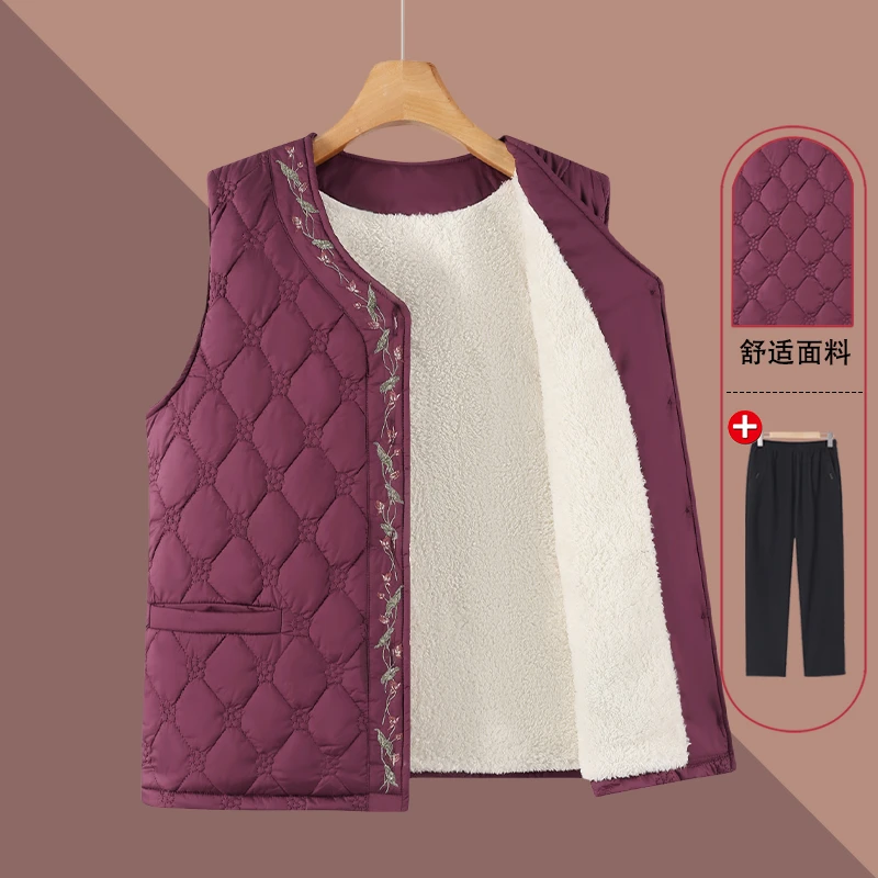妈妈马甲外穿加大码坎肩上衣老年人秋冬季奶奶加绒女加厚保暖马夹