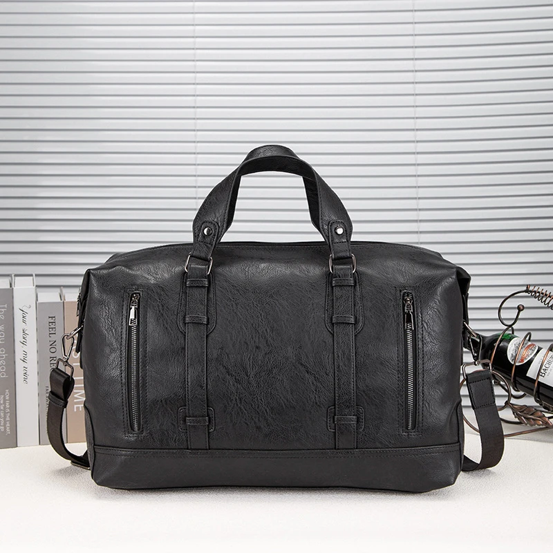 35/欧美男士pu旅行包大容量旅行袋健身包商务休闲短途出差行李包