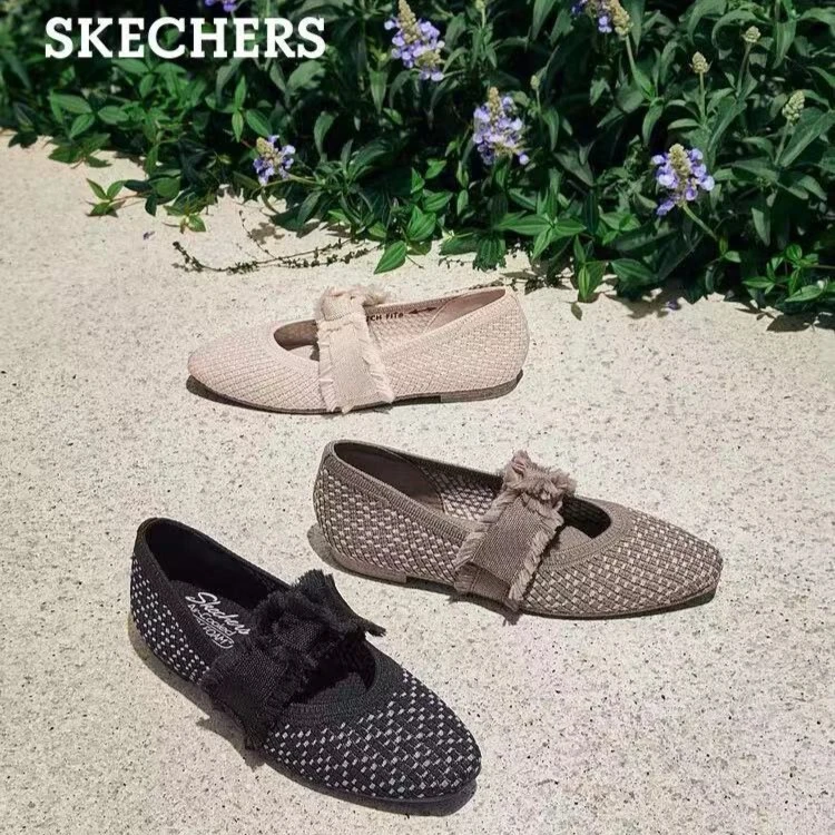 Skechers斯凯奇优雅蝴蝶结鞋女鞋复古百搭浅口女休闲鞋平底158676