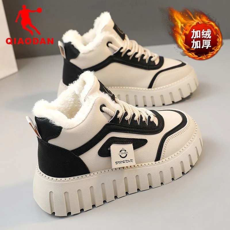 乔丹断码冬季加绒女鞋2023年新款休闲运动棉鞋厚底ins潮增高帮老