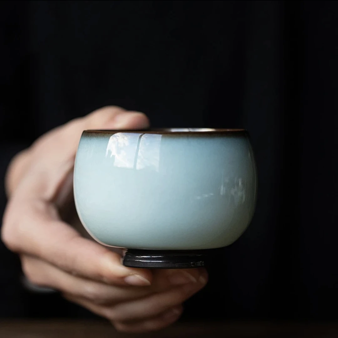 官窑铜钱杯聚宝盆茶杯铁胎个人专用茶盏轻奢高端自用禅定杯057