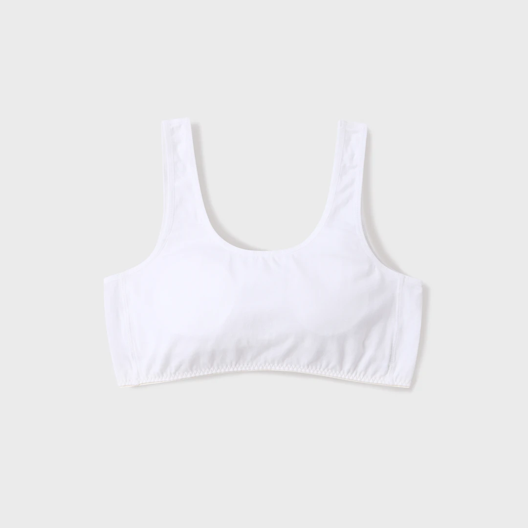 安奈儿童装女童针织内衣发育期纯白透气内衣2024年秋新款JG337553