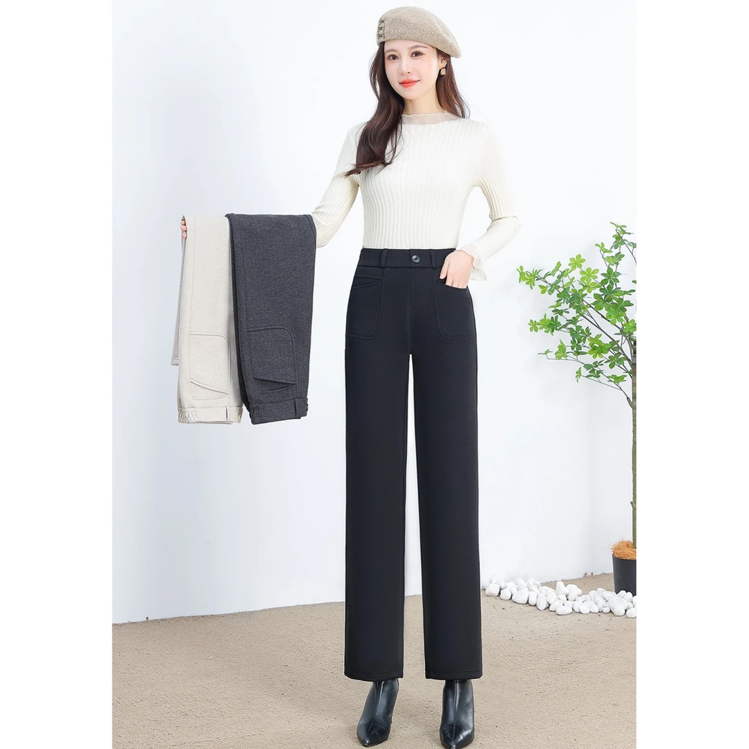 【C魅甄选】线下399！一条过冬新款700克加绒加厚羊毛蚕丝阔腿裤K999