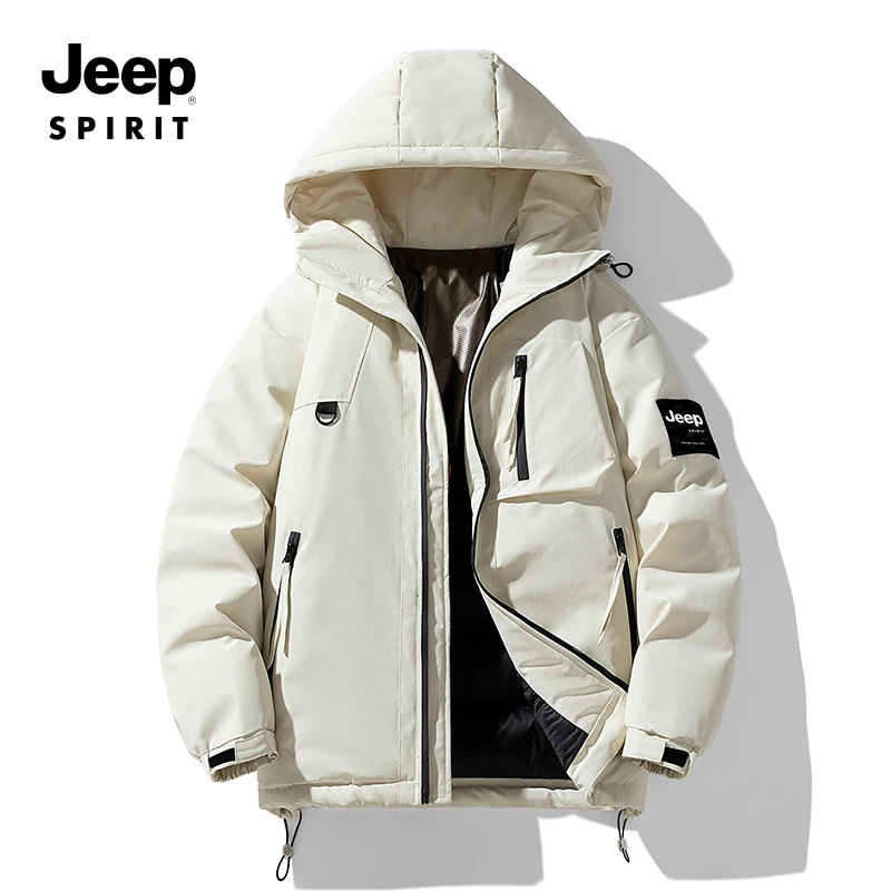 JEEP SPIRIT男士工装羽绒服冬季时尚运动90白鸭绒石墨烯冲锋外套
