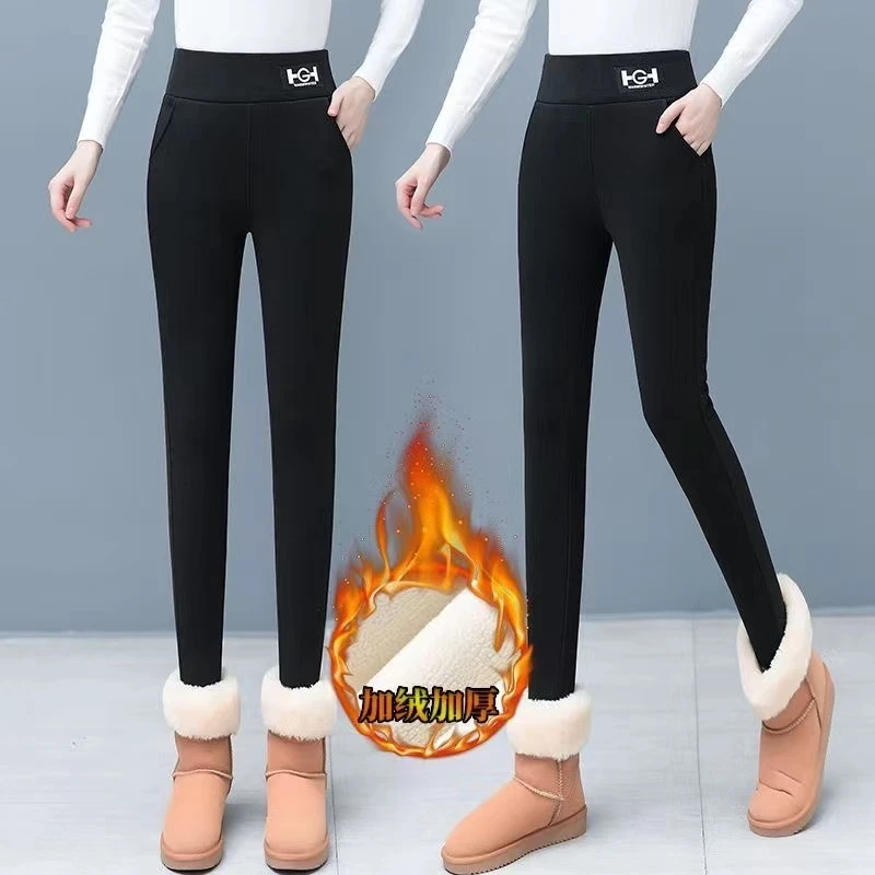 德绒加绒打底裤女外穿新款2024款爆款冬季加绒加厚保暖裤紧身棉裤
