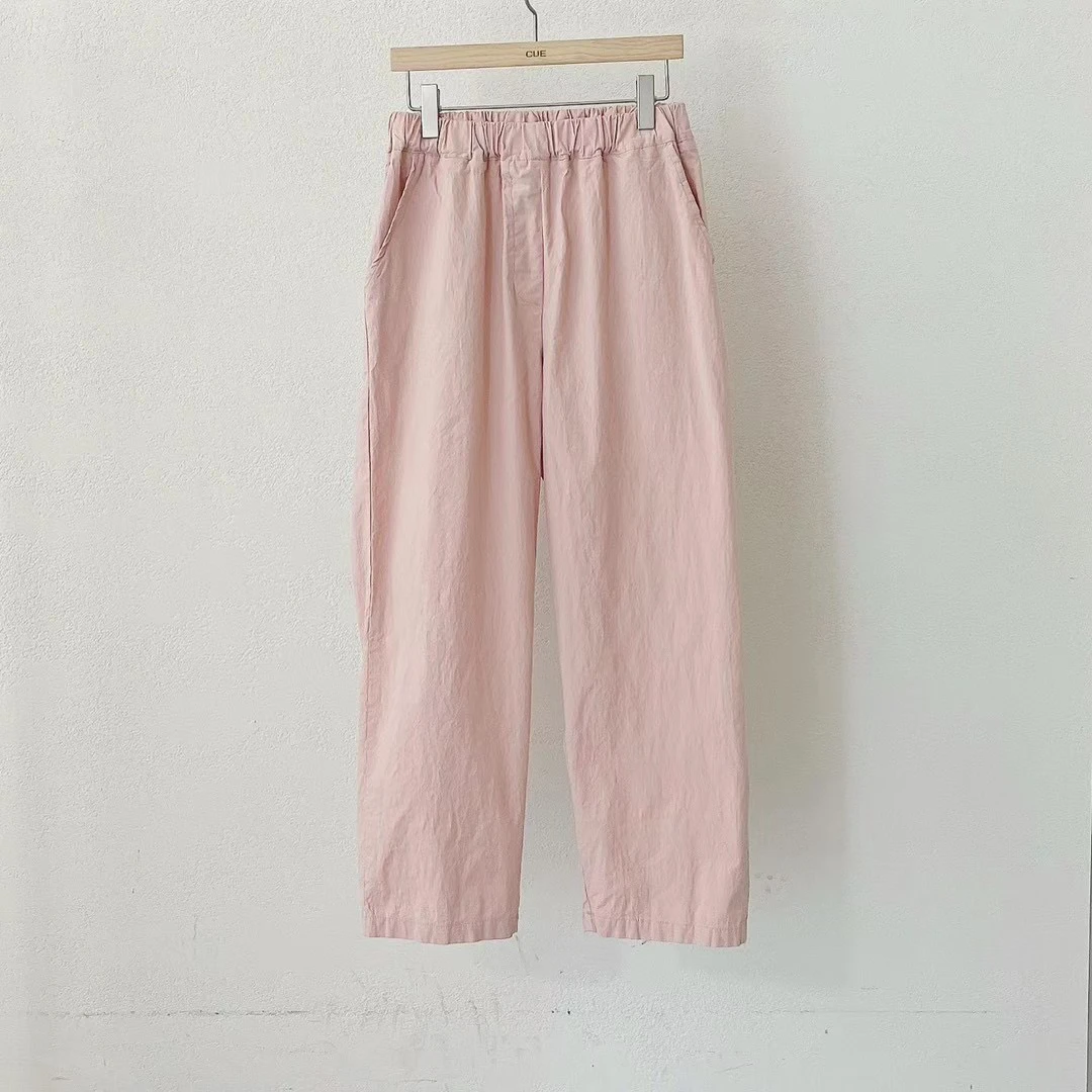 《海津洋》2024棉麻休闲裤夏季宽松百搭松紧腰时尚纯色裤（NO退换）