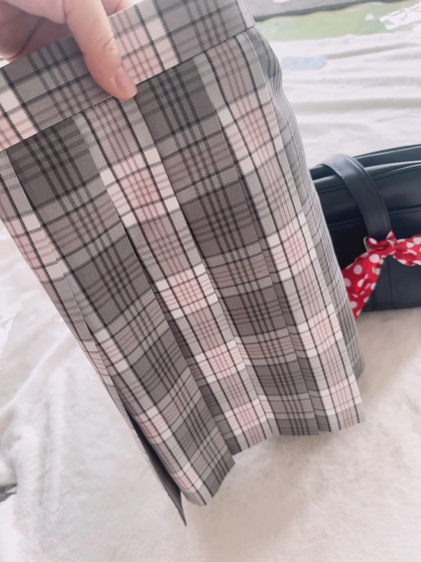 『灰桜女子』原创jk灰粉漫画格裙秋冬百搭打底半身裙学院风格裙裙子