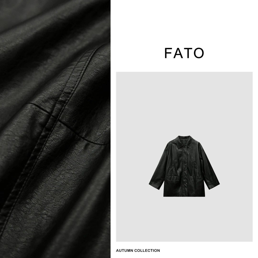 【郑买买】英伦皮衣外套 新款时髦百搭中长款上衣QDD40922W1