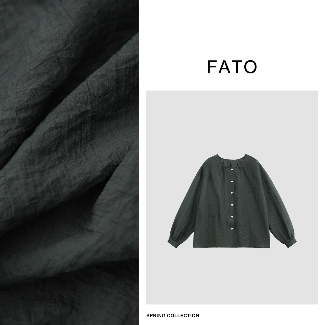 fattonny 【娃娃开衫】 夏季纯色百搭设计感宽松衬衫上衣 HH40327C1