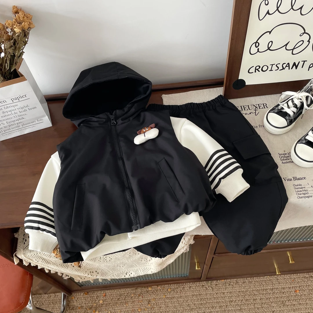 【断码清仓】DT245923男小童秋冬小狗背包棉马甲卫衣棉裤三件套套装