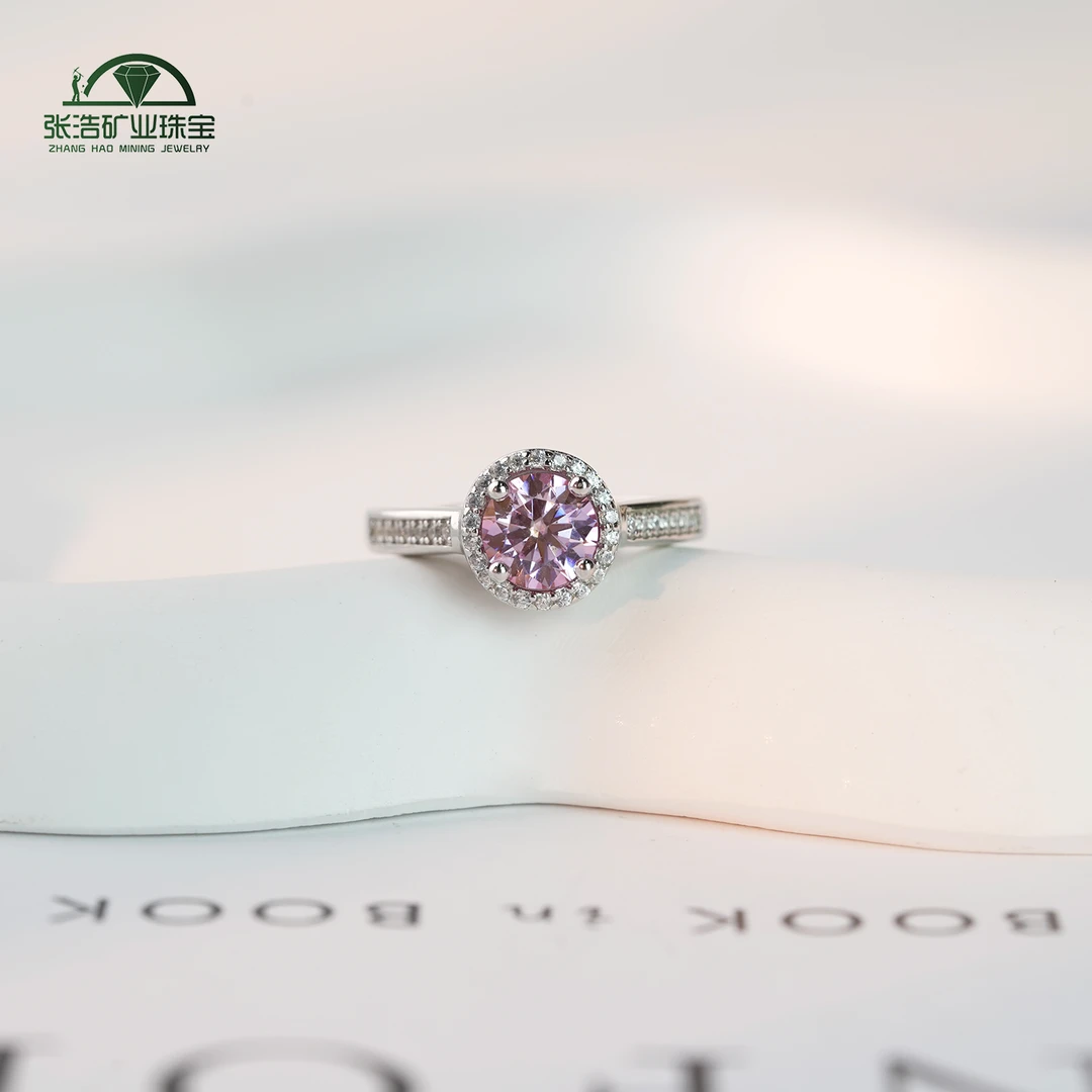 925银莫桑石银制品 【张浩珠宝】s925银镶莫桑戒指-2T43L22-6mm+