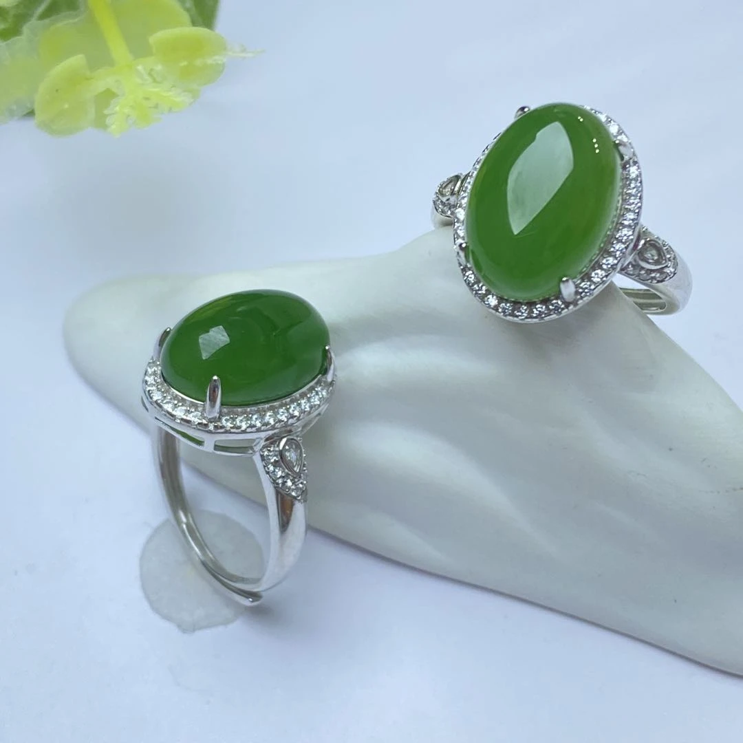 【星浩好物】s925银镶和田玉戒指-QT147H91【多样性发一件】9*13