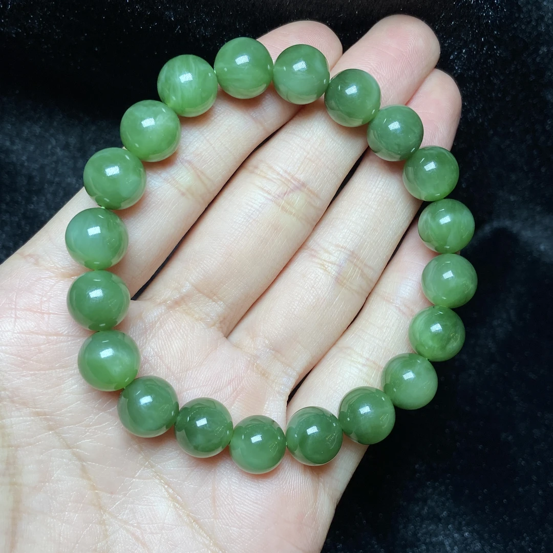 【星浩珠宝】和田玉圆珠单圈手串22-2T11H374【9mm+】