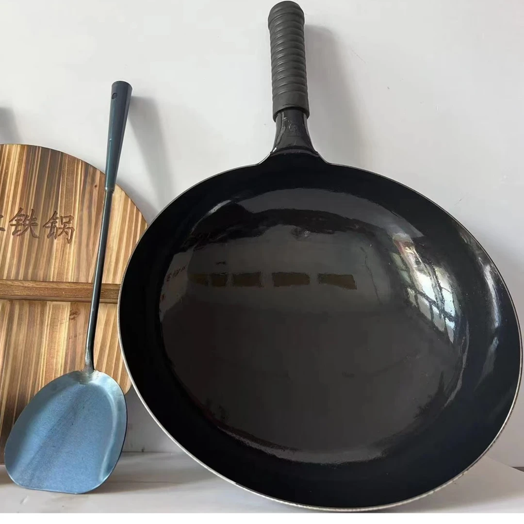 章丘李吉手工铁锅宗师镜面 黑锅炒菜开锅高温国产一体