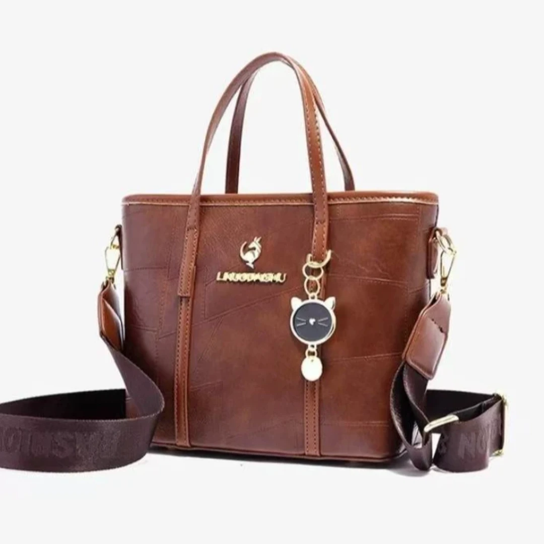 时尚潮流百搭手提包单肩包水桶包轻奢小猫挂件女包 025