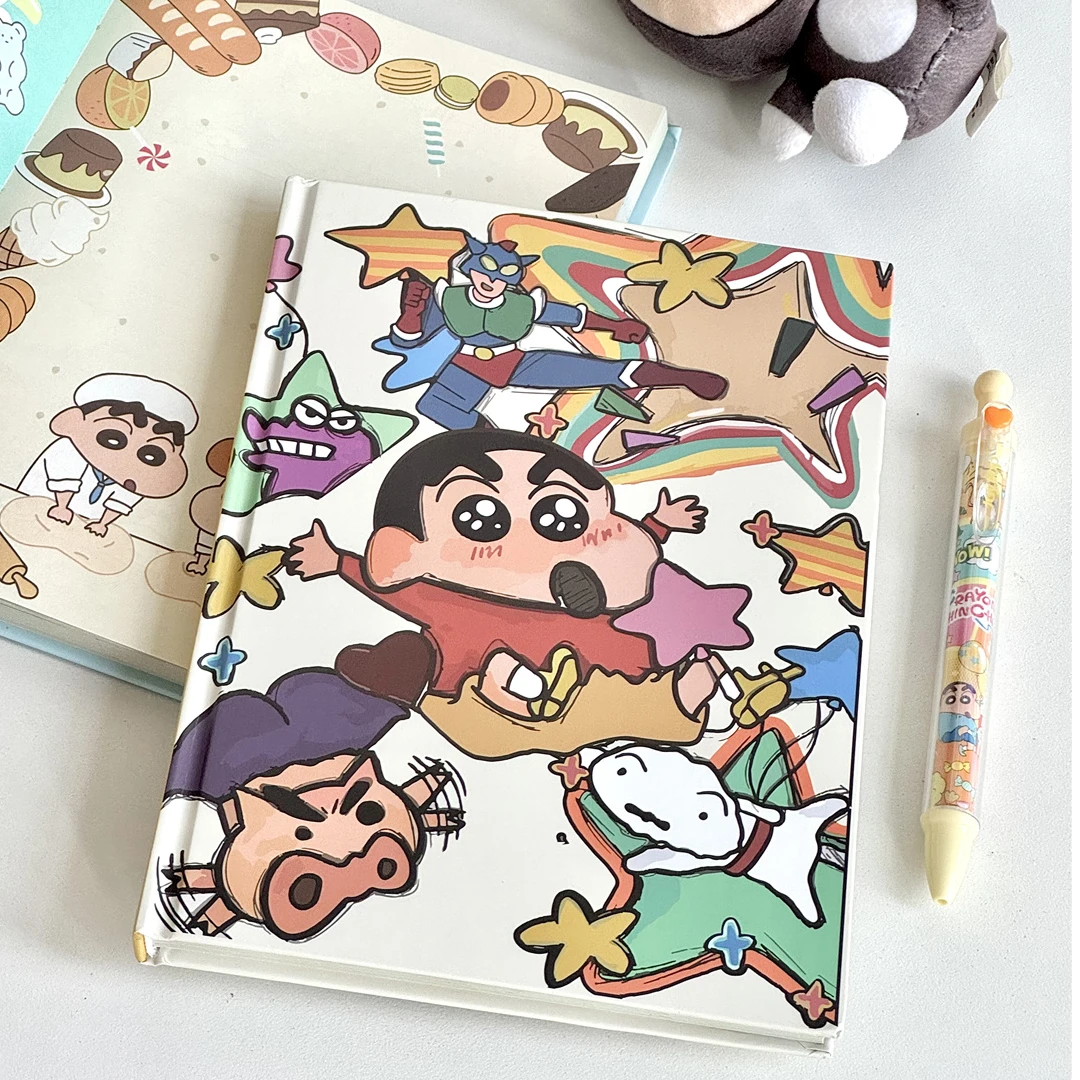 可爱蜡笔小新A5硬壳笔记本涂鸦风彩页加厚手账本蜡笔小新系列礼物