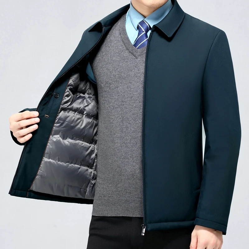 高档白鸭男绒服装冬季加厚新款可拆卸内胆防寒保暖中年爸爸男外套